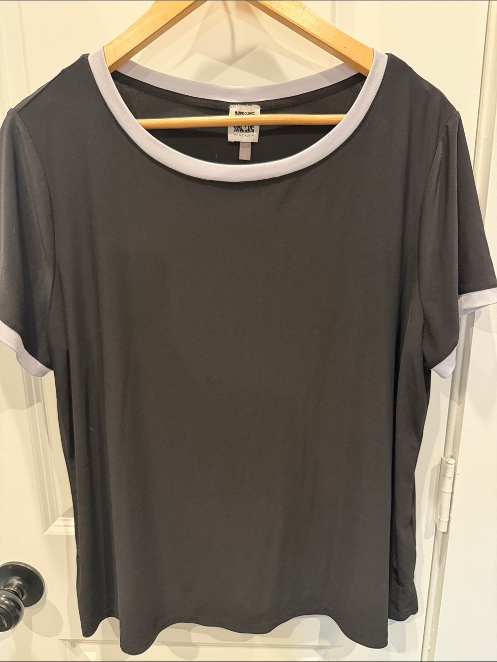 Anne Klein Black Tee with White Contrast Trim
